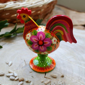 Rooster wooden Ester decoration- Ukrainian Petrykivka painting