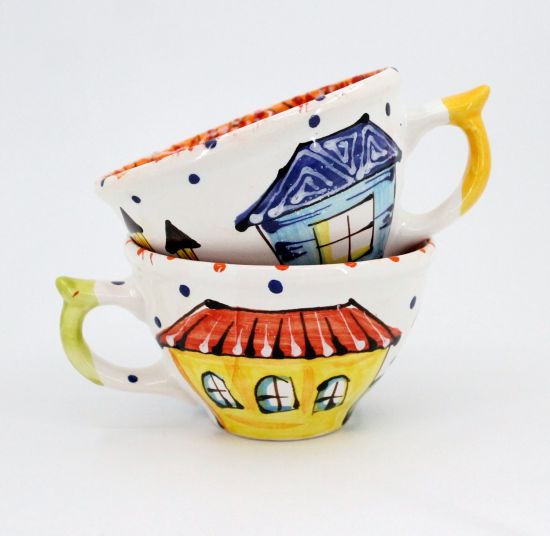 Schöne Teetasse aus Keramik "Herbststadt"