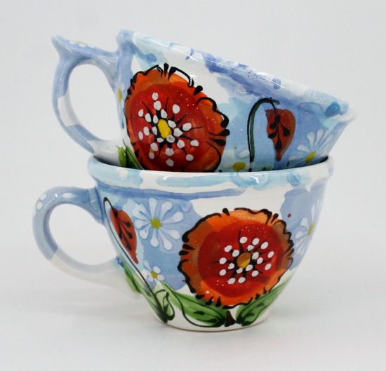 Handmade and hand painted ceramic cup (42)