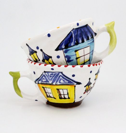 Hand-painted unique clay cup (07)