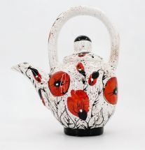 Ceramic handmade teapot - poppeis on the snow