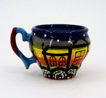 Hand-painted unique clay cup (70)