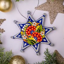 Handmade wooden Christmas star ornament hand painted