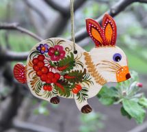 Easter bunny, handpainted easter ornament