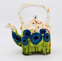 Square teapot with cornflowers