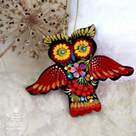 Owl Christmas ornament,  gift idea for owl lovers, hand painted