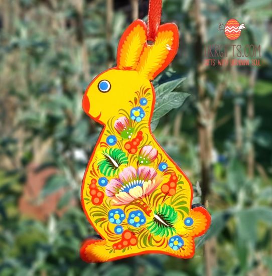 Handpainted sunny Easter rabbit ornament 
