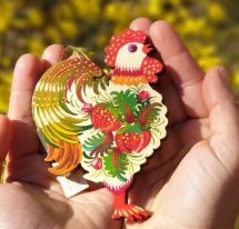 Easter ornament, rooster, handpainted