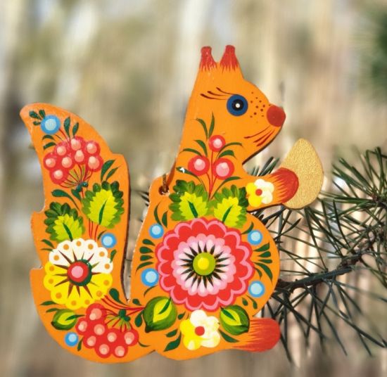 Traditional Christmas tree ornament "Squirrel", hand painted