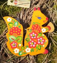 Squirrel animal wooden Christmas tree ornament, hand painted