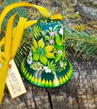 Christmas bell, wooden ornament, hand painted in Ukraine