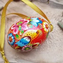 Hand painted Ukrainian Easter egg - fine work with bird