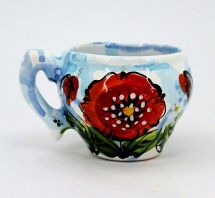 Hand-painted unique clay cup (82)