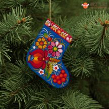 Wooden Christmas stockings Ornaments (07), hand painted in Ukraine, Petrykivka Painting