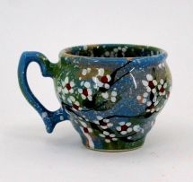 Hand-painted unique clay cup (63)