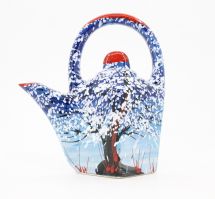 Pottery teapot with winter motifs