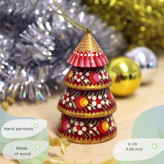 Golden Christmas bell decoration in the shape of Christmas tree