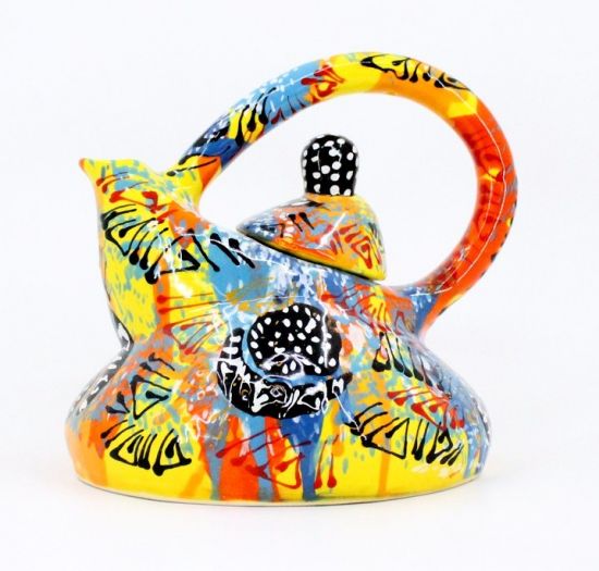Hand painted ceramic teapot
