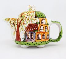 Hand painted pottery teapot "City of Spring"
