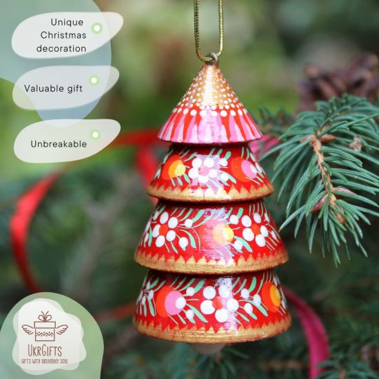 Goldene Weihnachtsdeko Glöckchen - Tannenbaum aus Holz