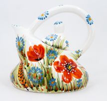 Originelle Teekanne aus Keramik mit Mohblumen, handbemalt