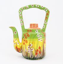 Originelle Teekanne aus Keramik mit Blumchen handbemalt