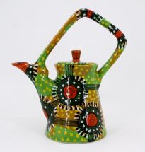 Bunte keramik Teekanne in Grün, Handarbeit