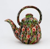 Pottery teapot - abstraction in green, hand painted