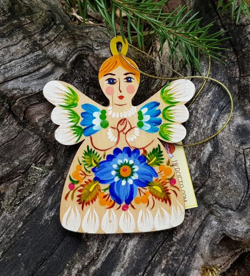 Angel Christmas tree decorations wooden hand painted