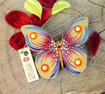 High quality Christmas tree decoration made of wooden butterfly hand-painted