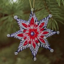 Bunter Weihnachtsbaumschmuck Stern aus Holz, handbemalt