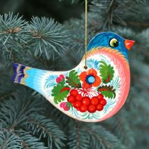 Wooden Christmas decoration Bird bullfinch