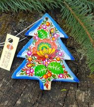 Wooden christmas tree decoration, unique hand painted christmas tree