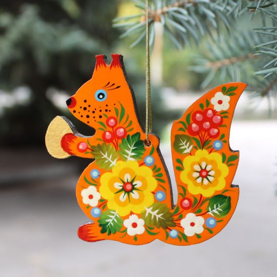 Traditional Christmas tree ornament "Squirrel", hand painted