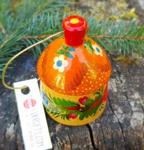 Hand painted wooden figured bell country house, ukrainian ethnic painting