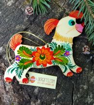 Dog wooden christmas decoration for children, handmade painted gift for dog lovers