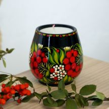 Decorative wooden candlestick hand-painted
