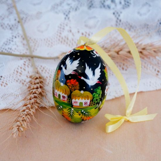 Ukrainian Easter egg with country house motive , homemade