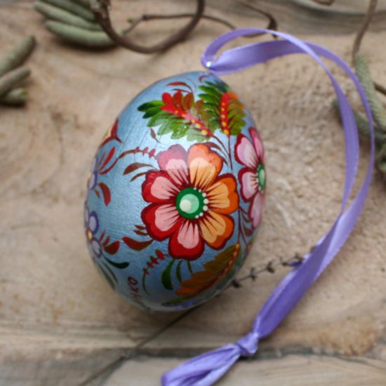 Original painted wooden Easter egg, Ukrainian Pysanky