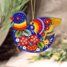 Bird Easter tree decorations with Ukrainian painting 