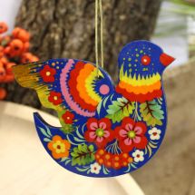 Bird Easter tree decorations with Ukrainian painting 