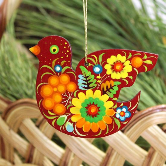 Easter ornaments Bird wooden hand painted