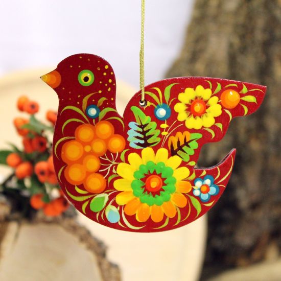 Easter ornaments Bird wooden hand painted