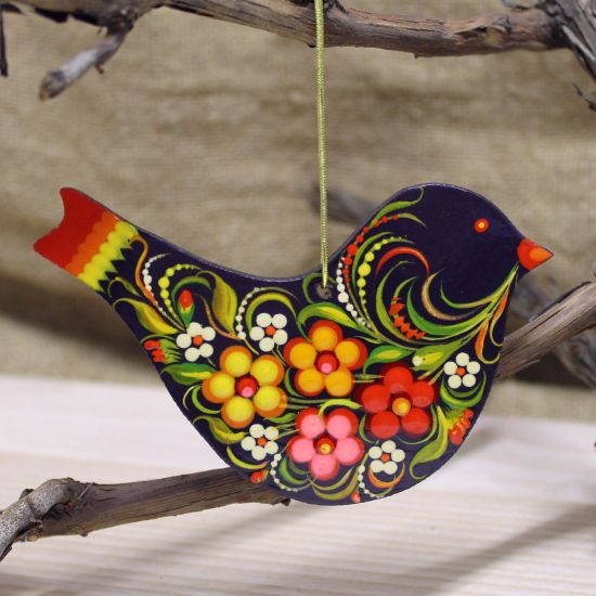 Bird Easter wooden decoration hand painted