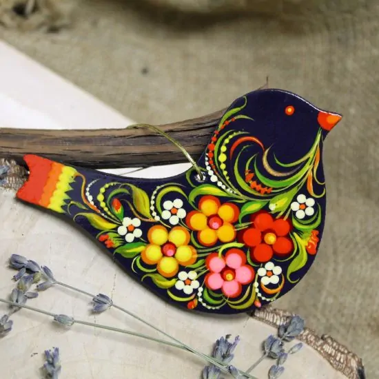 Bird Easter wooden decoration hand painted