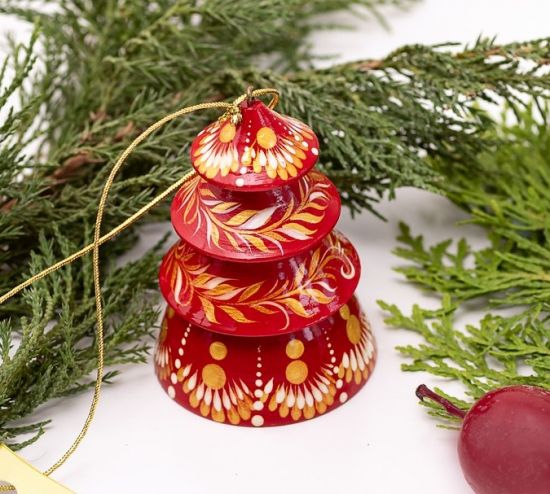 Red-gold christmas ornament -bell christmas tree shaped