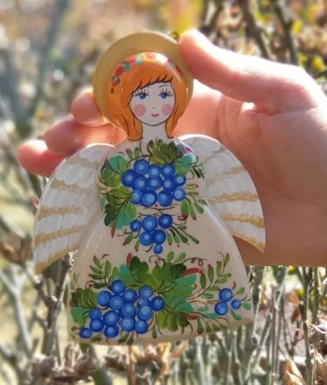Engel und Hampelmann, Bewegendes Spielzeug Engel aus Holz, Schutzengel aus Handarbeit