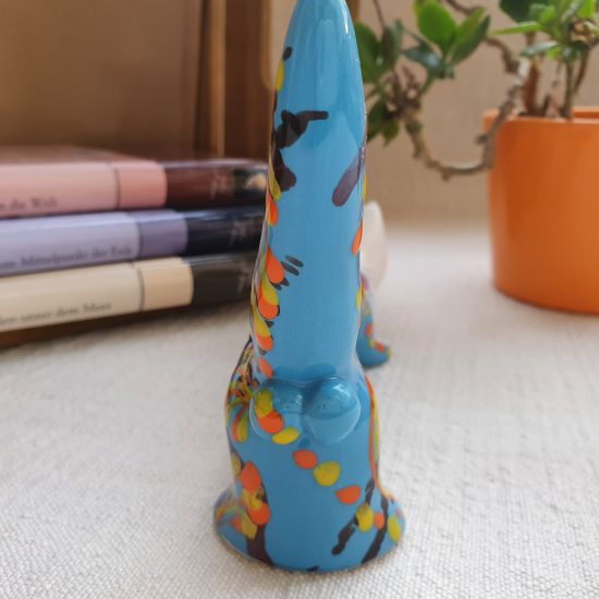 Cat ceramic figures hand painted long funny cat-gifts with abstract pattern