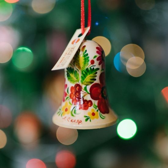 Christmas ornaments Angel and Christmas bell ukrainian painted