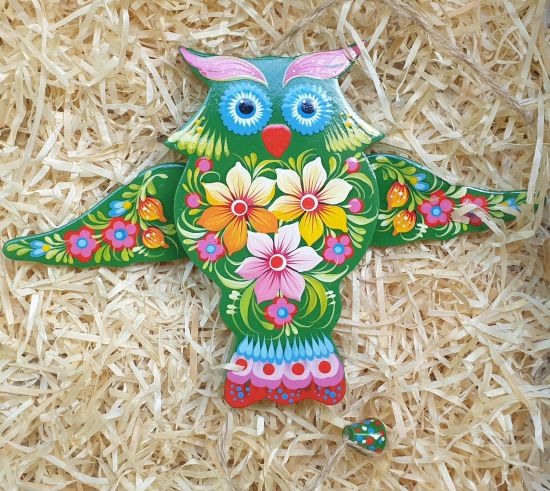Owl jumping jack toy, wall decoration for children room, handmade